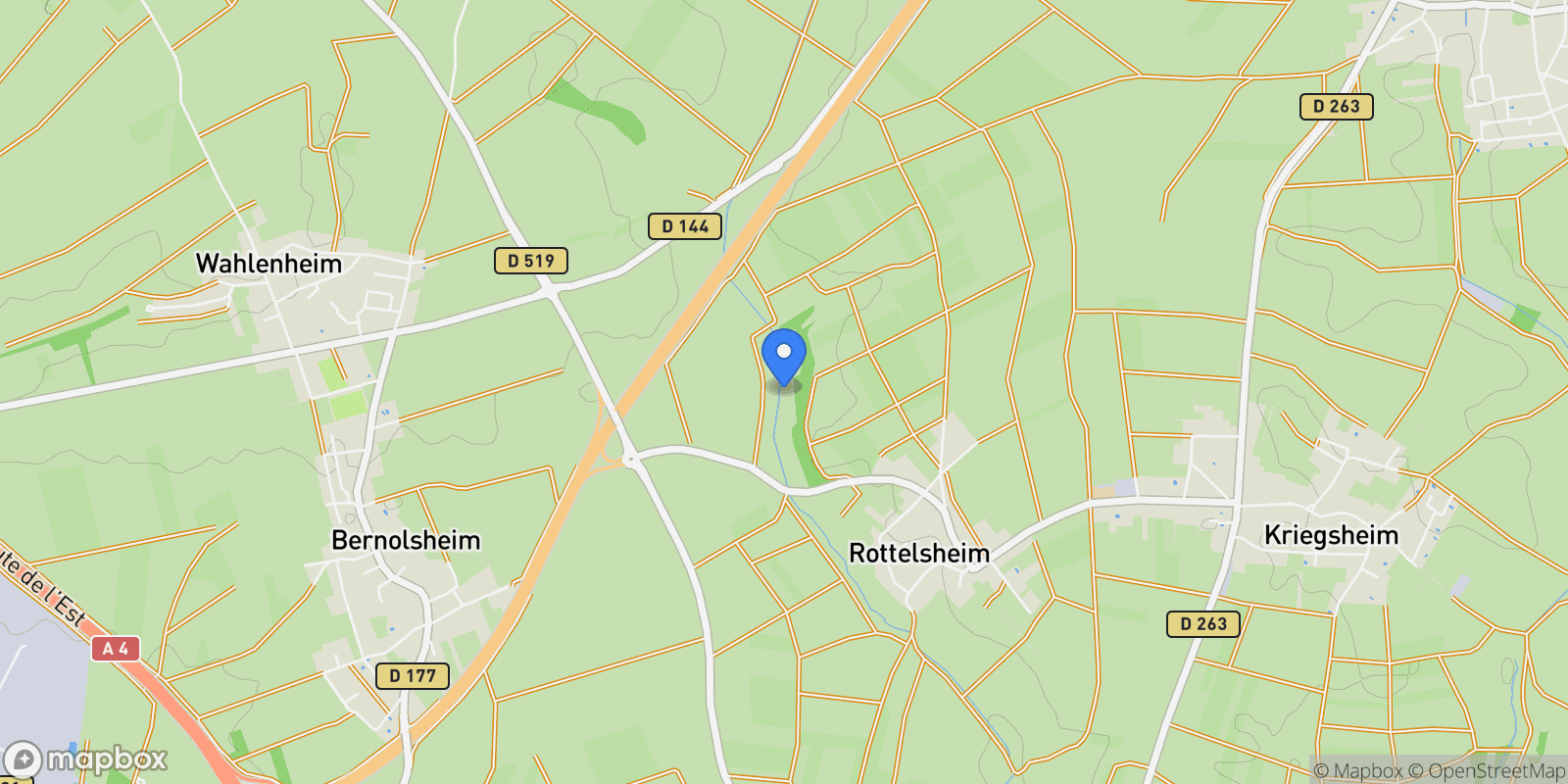 Map showing Rottelsheim, Grand Est, France.
