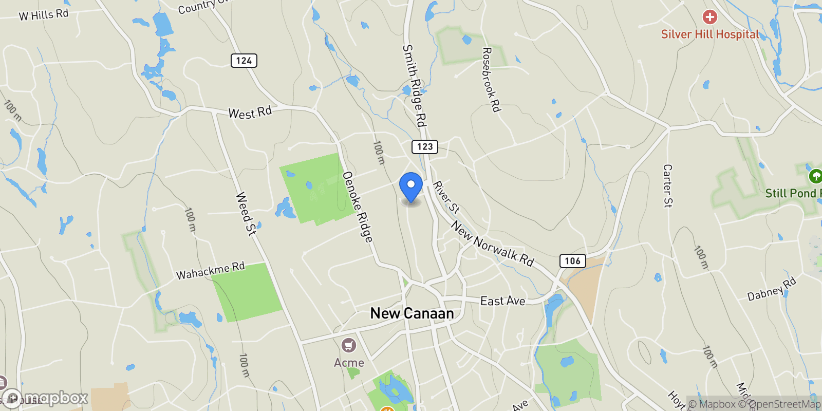 Map showing 151 Heritage Hill Road, New Canaan, Connecticut, United States.