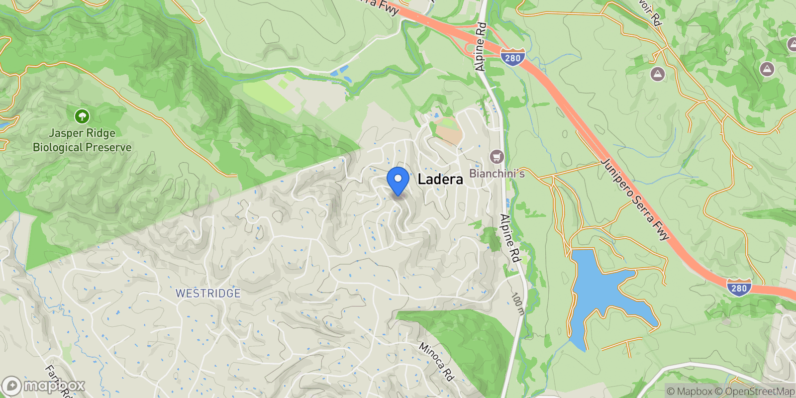 Map showing 410 Conil Way, Portola Valley, California, United States.