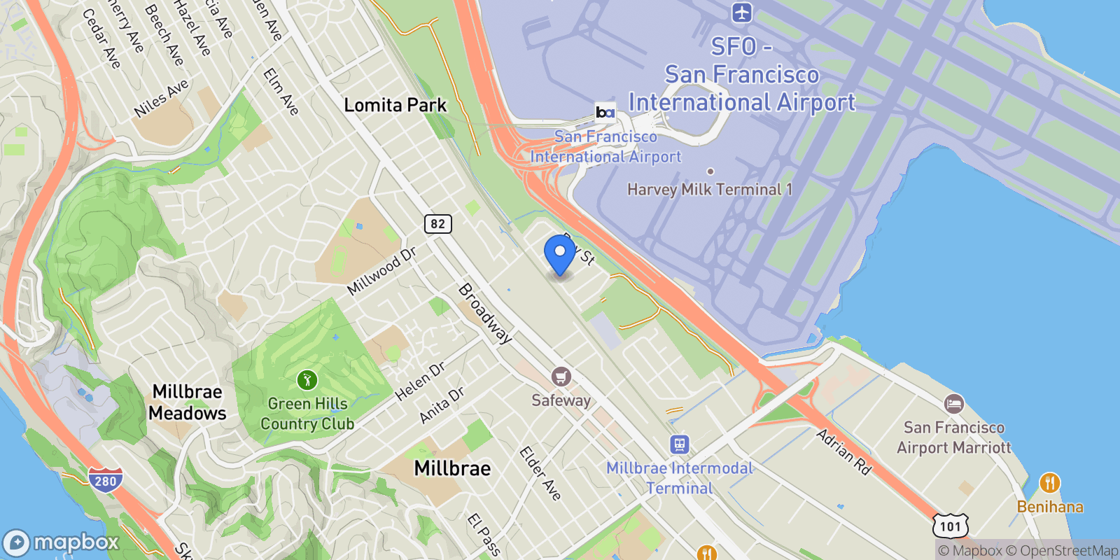 Map showing 300 San Pablo Avenue, Millbrae, CA, United States.