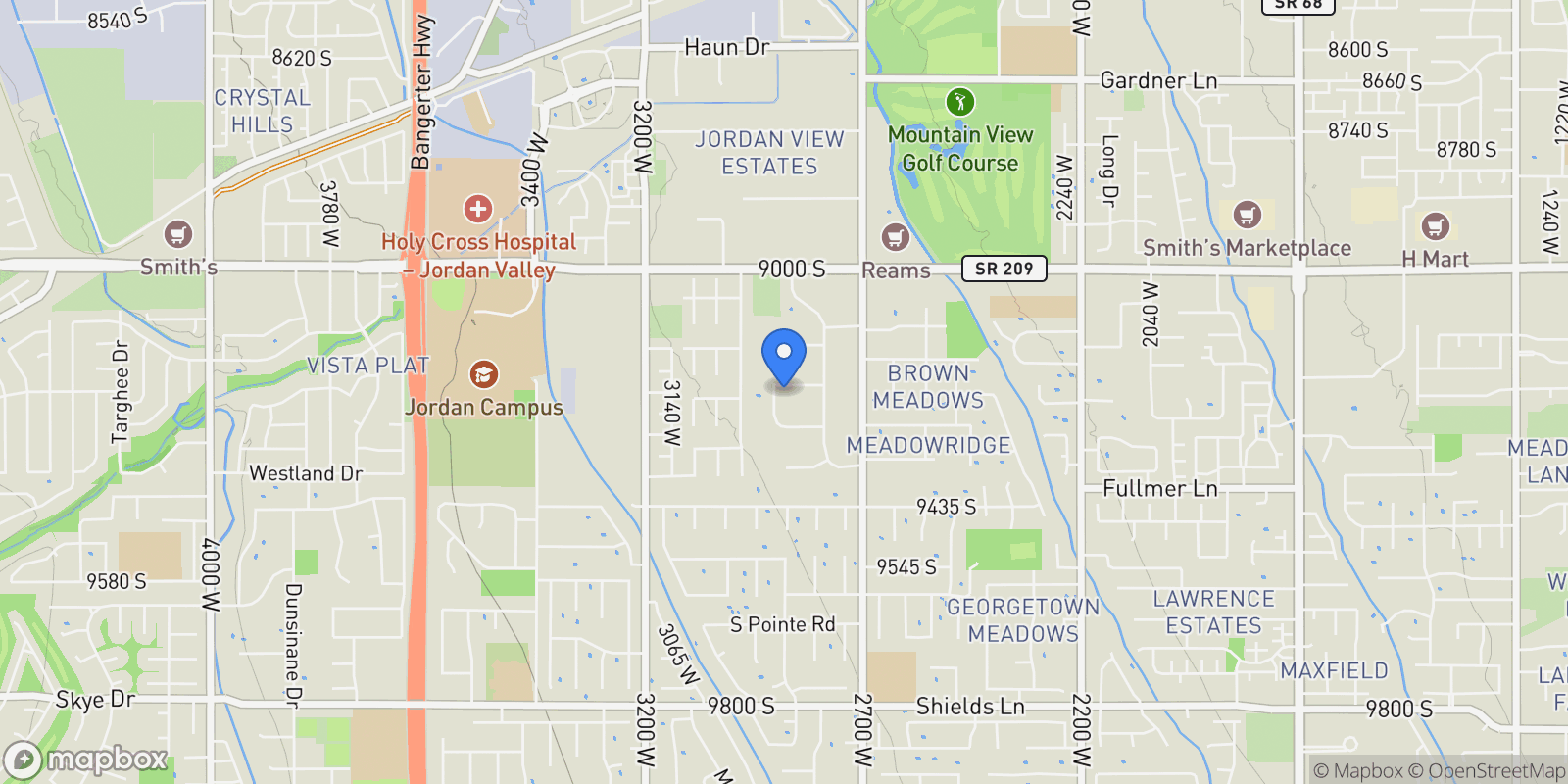 Map showing 2883 W JANALEE DR, West Jordan, Utah, United States.