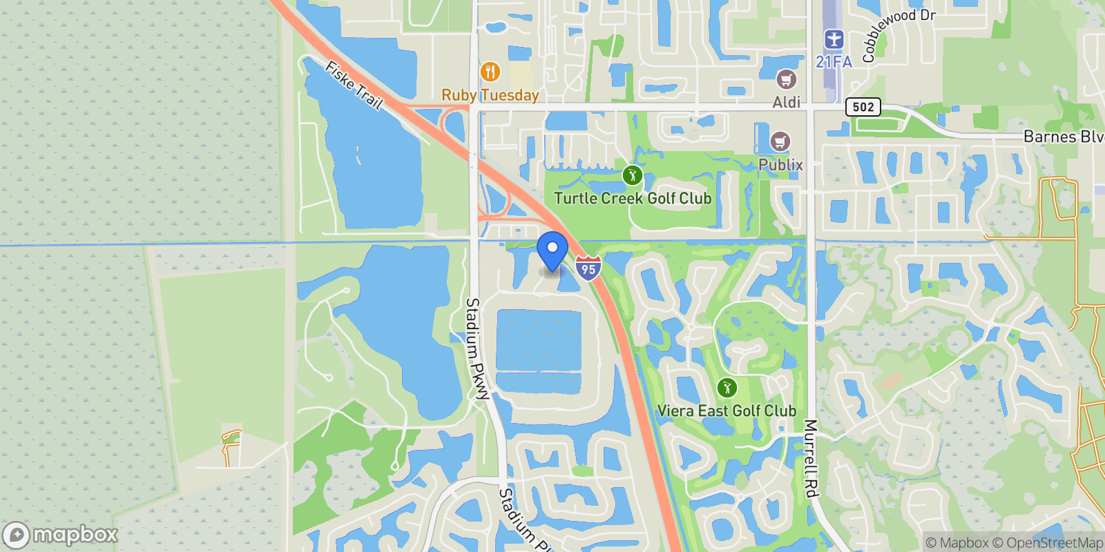 Map showing 4447 Reseda Way, Rockledge, FL 32955, Rockledge, Florida, United States.