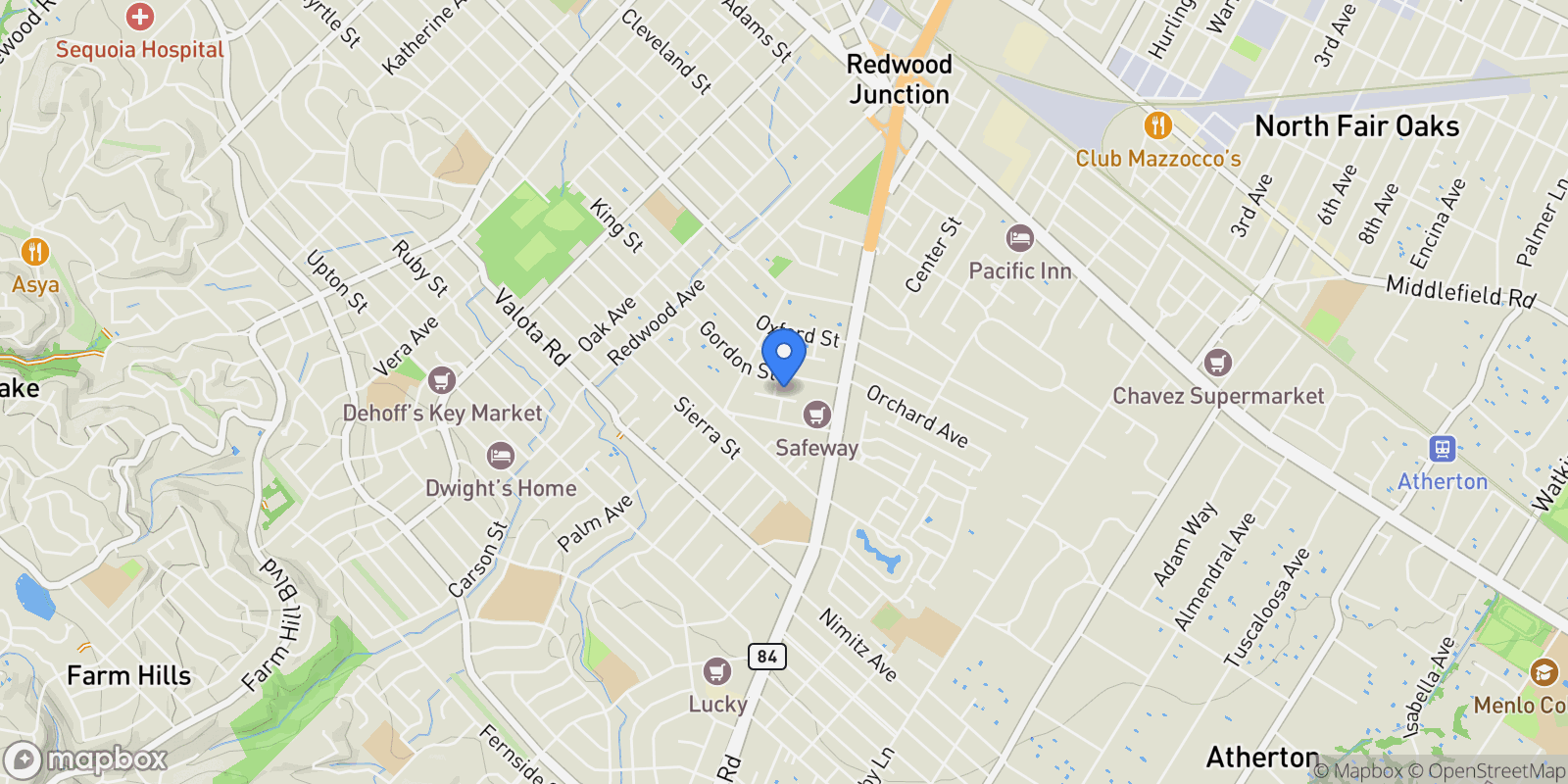 Map showing 1567 Hawes Court, Redwood City, California, United States.