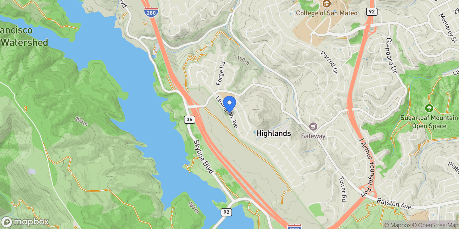Map showing 1712 Lexington Avenue, San Mateo, California, United States.