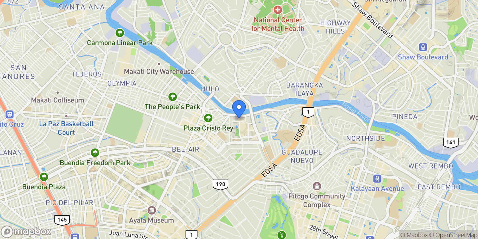 Map showing Edades Tower Amorsolo Drive, Rockwell Center, Makati, 00 1210, Makati, Metro Manila, Philippines.