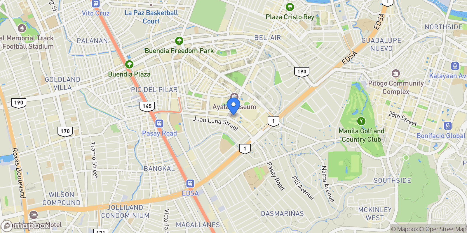 Map showing Raffles Residences 1, Raffles Drive, Makati Ave, Makati City, 00, Makati, Metro Manila, Philippines.