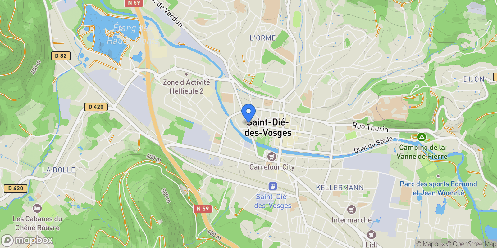 Map showing Saint-Dié-des-Vosges, Saint-Dié-des-Vosges, Saint-Dié-des-Vosges, Grand Est, France.