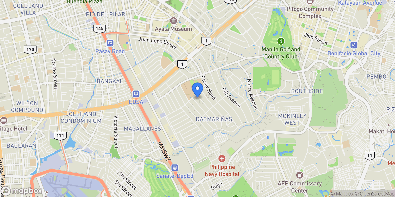 Map showing Dasmariñas Village, Makati, 03, Makati, Metro Manila, Philippines.