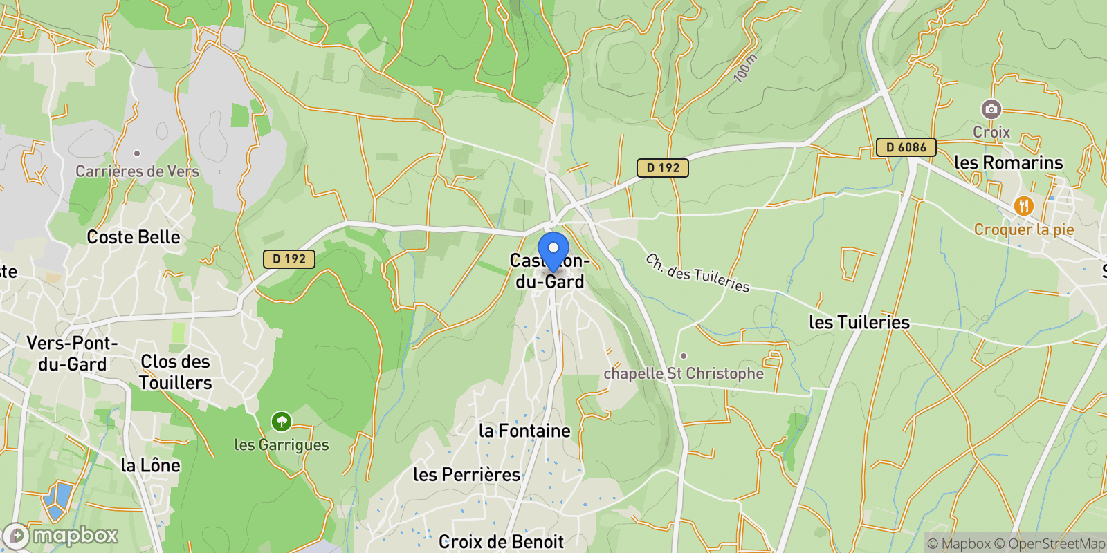 Map showing Castillon-du-Gard, Castillon-du-Gard, Castillon-du-Gard, Occitanie, France.