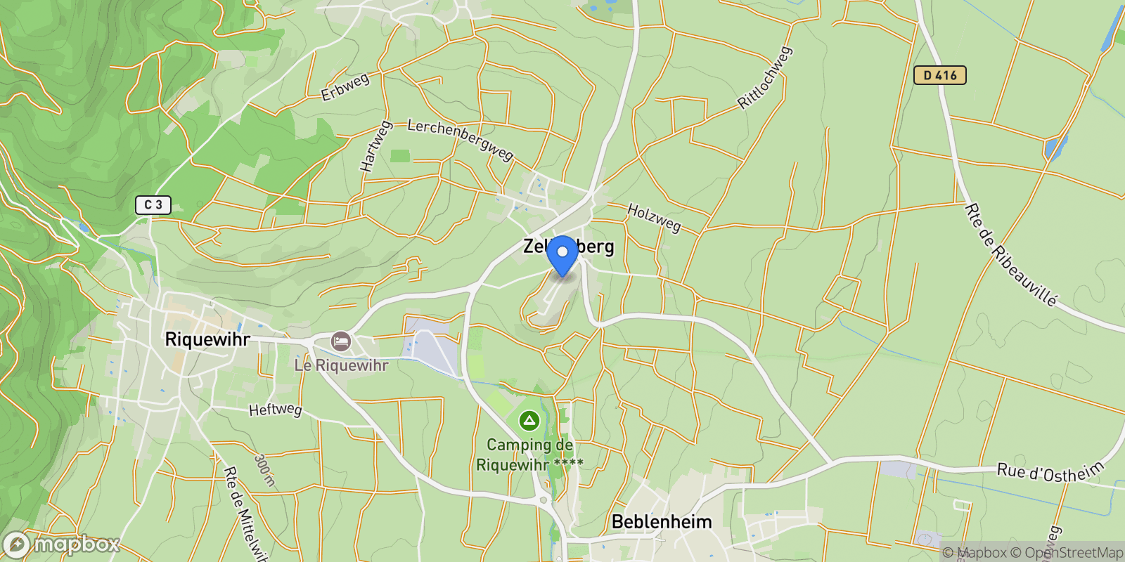 Map showing Zellenberg, Grand Est, France.