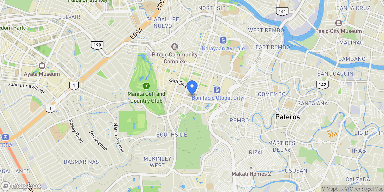 Map showing One Maridien, Taguig, 00, Taguig, Metro Manila, Philippines.