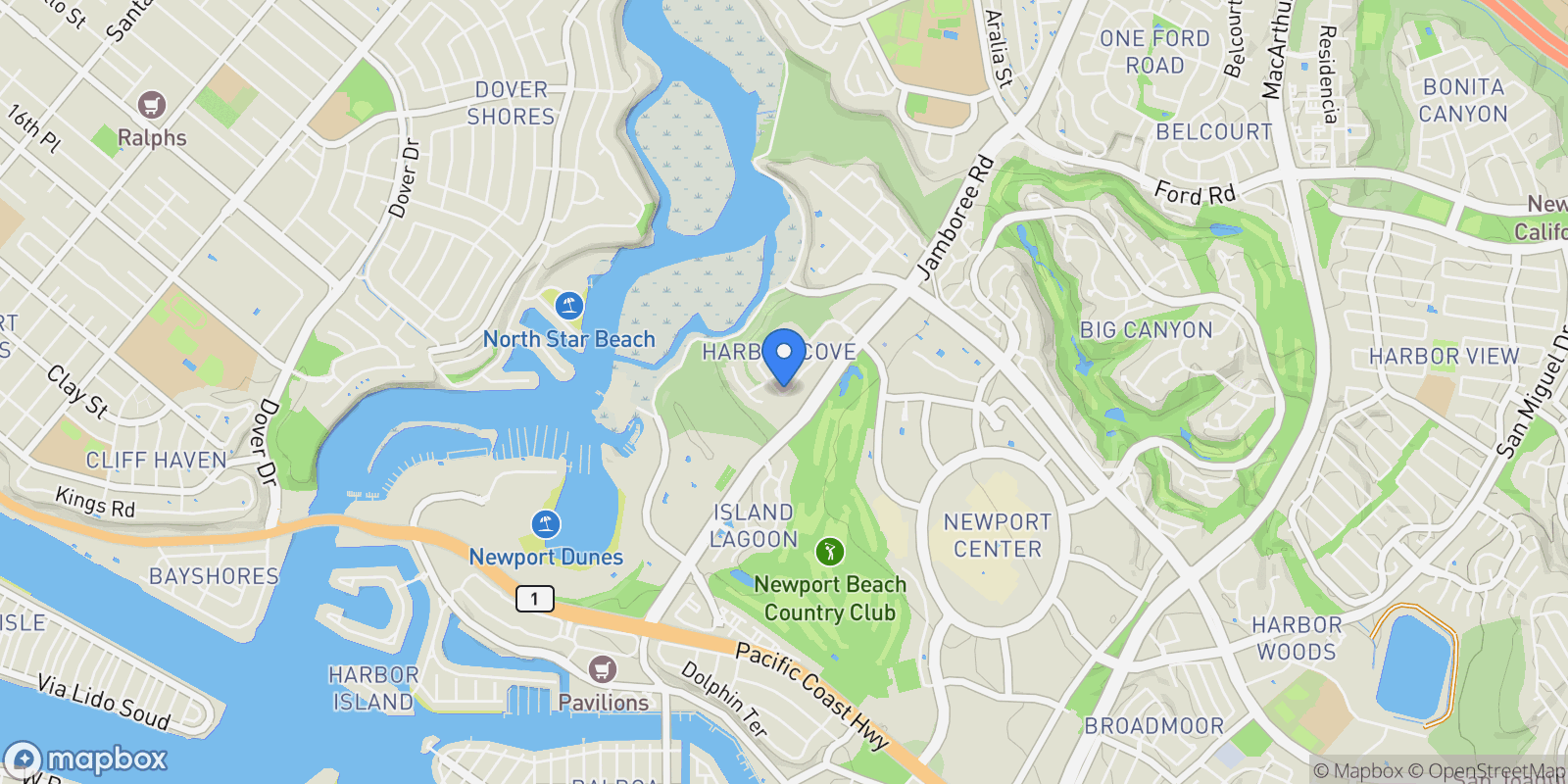 Map showing 1415 Sea Ridge Drive, Newport Beach, California, United States.