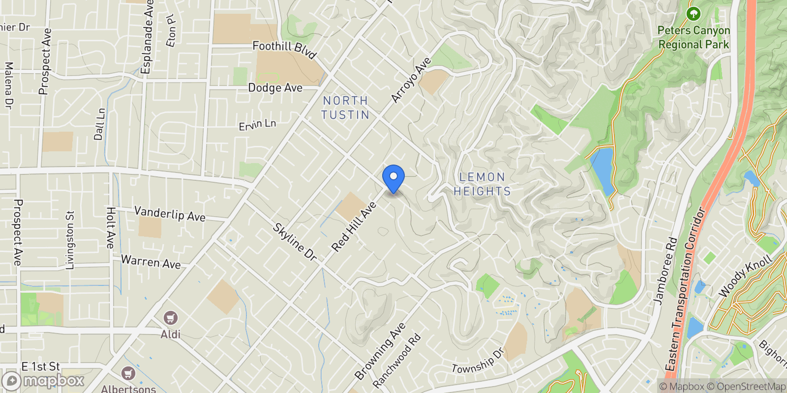 Map showing 1542 La Loma, Santa Ana, California, United States.