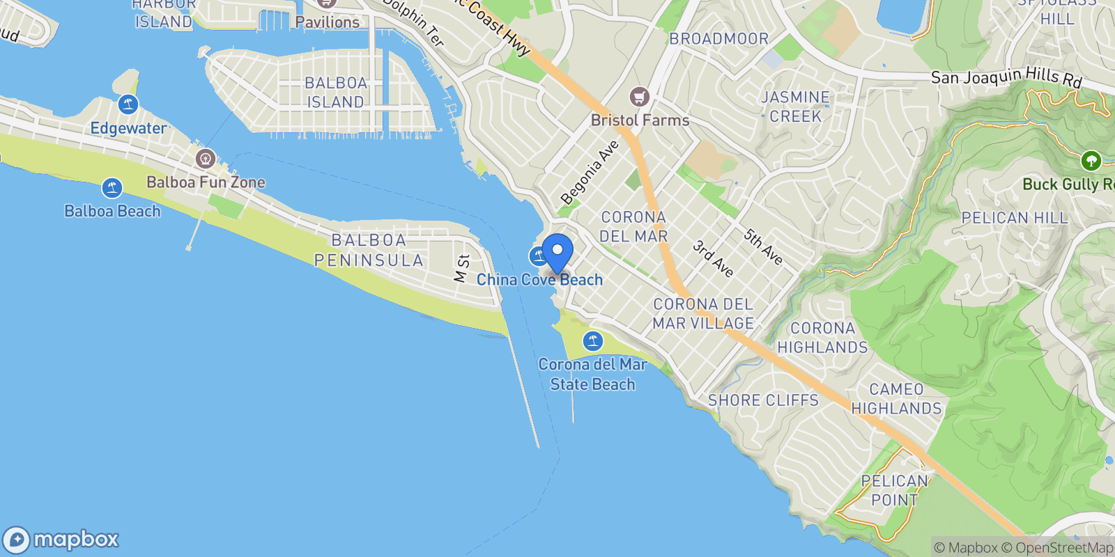 Map showing 2618 Cove Street, Newport Beach, California, United States.