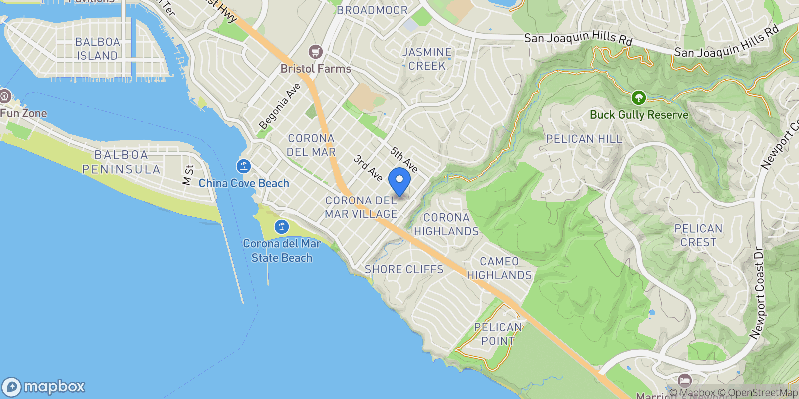 Map showing 516 Poinsettia B, Newport Beach, California, United States.