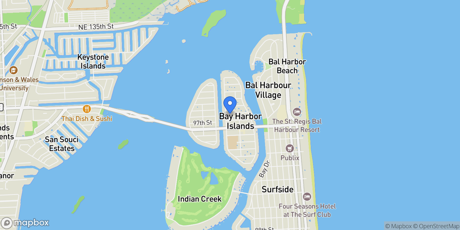 Map showing 1162 98th St, Bal Harbour, Florida, United States.