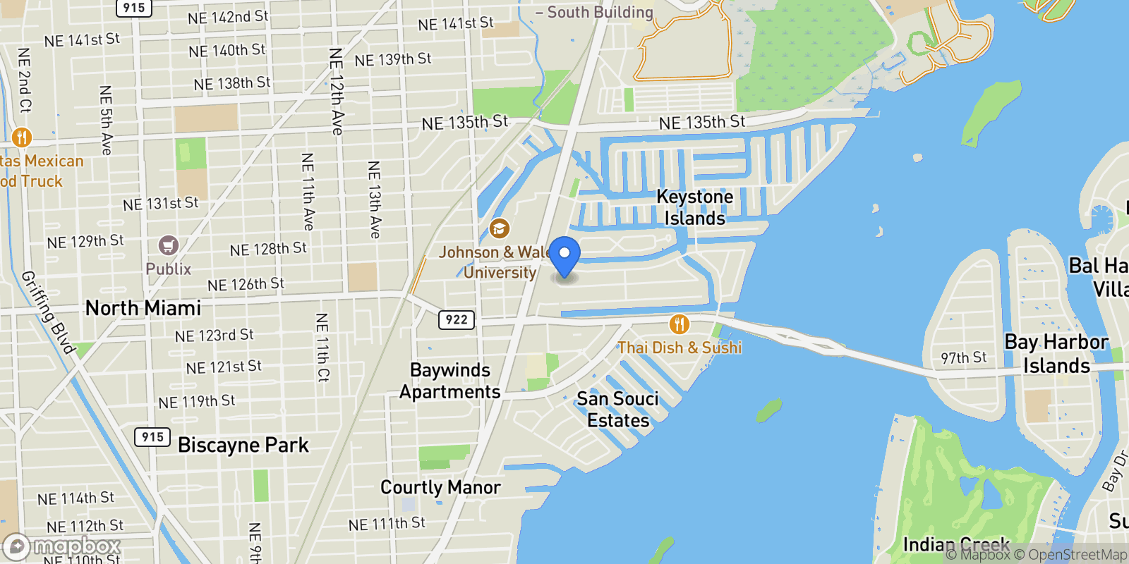 Map showing 1825 Alamanda Dr, North Miami Beach, Florida, United States.