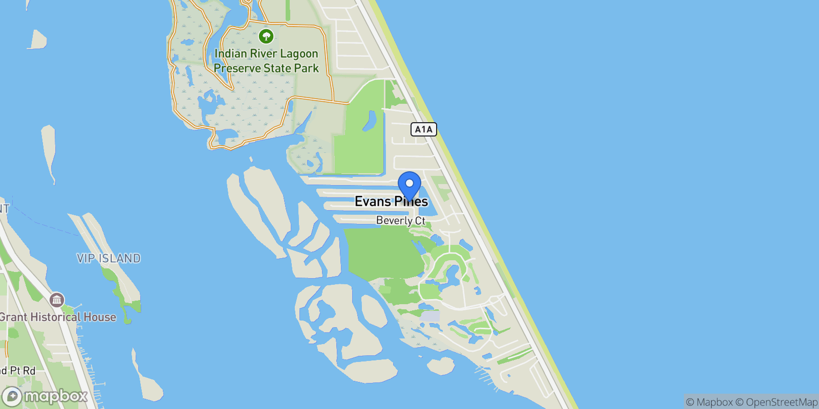 Map showing 284 Hiawatha Way, Melbourne Beach, FL 32951, Melbourne Beach, Florida, United States.
