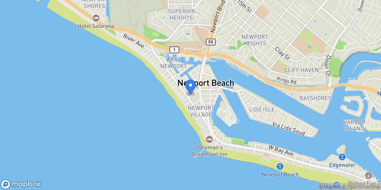 Map showing 215 32nd Street, Newport Beach, California, United States.