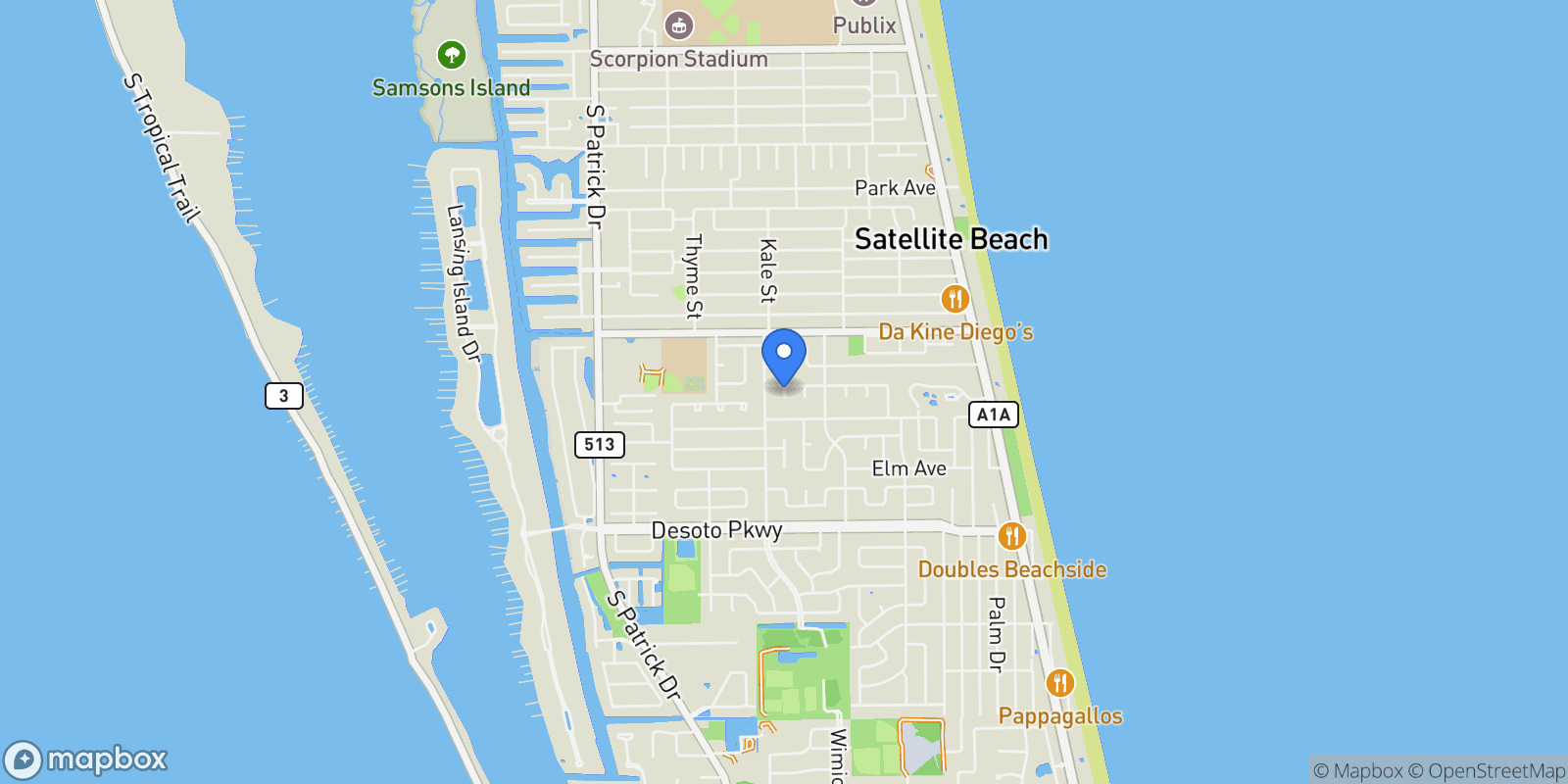 Map showing 1919 Highway A1a #304, Indian Harbour Beach, FL 32937, Indian Harbour Beach, Florida, United States.