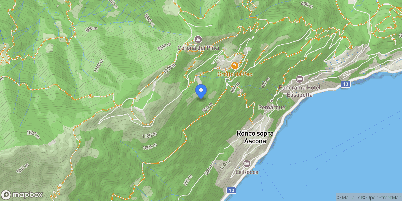 Map showing Ronco sopra Ascona, Ticino, Switzerland.