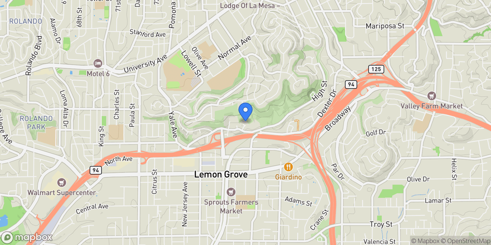 Map showing 3855 Carbo Court, La Mesa, California, United States.
