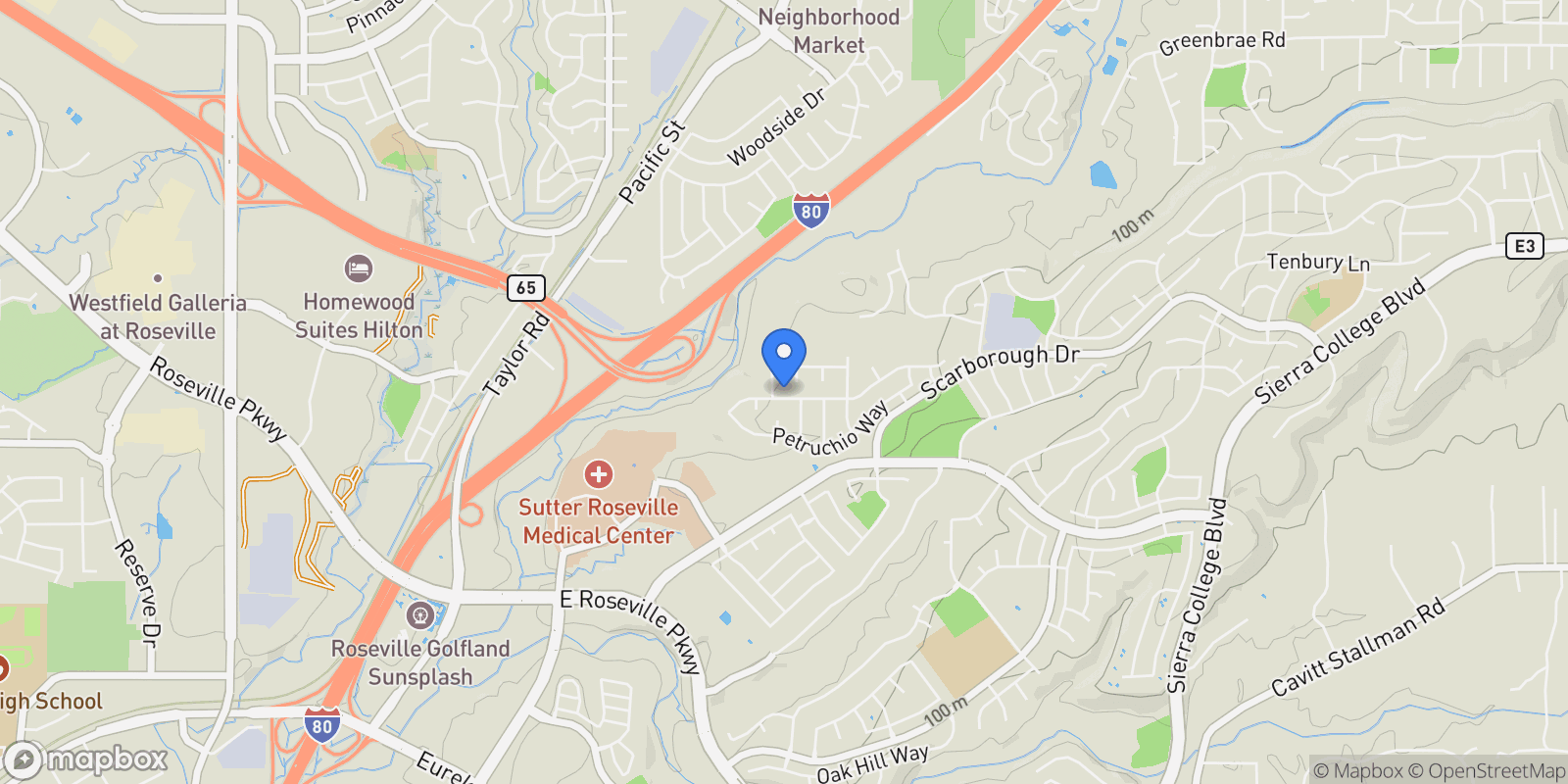 Map showing 2081 Sebastian Way, Roseville, California, United States.