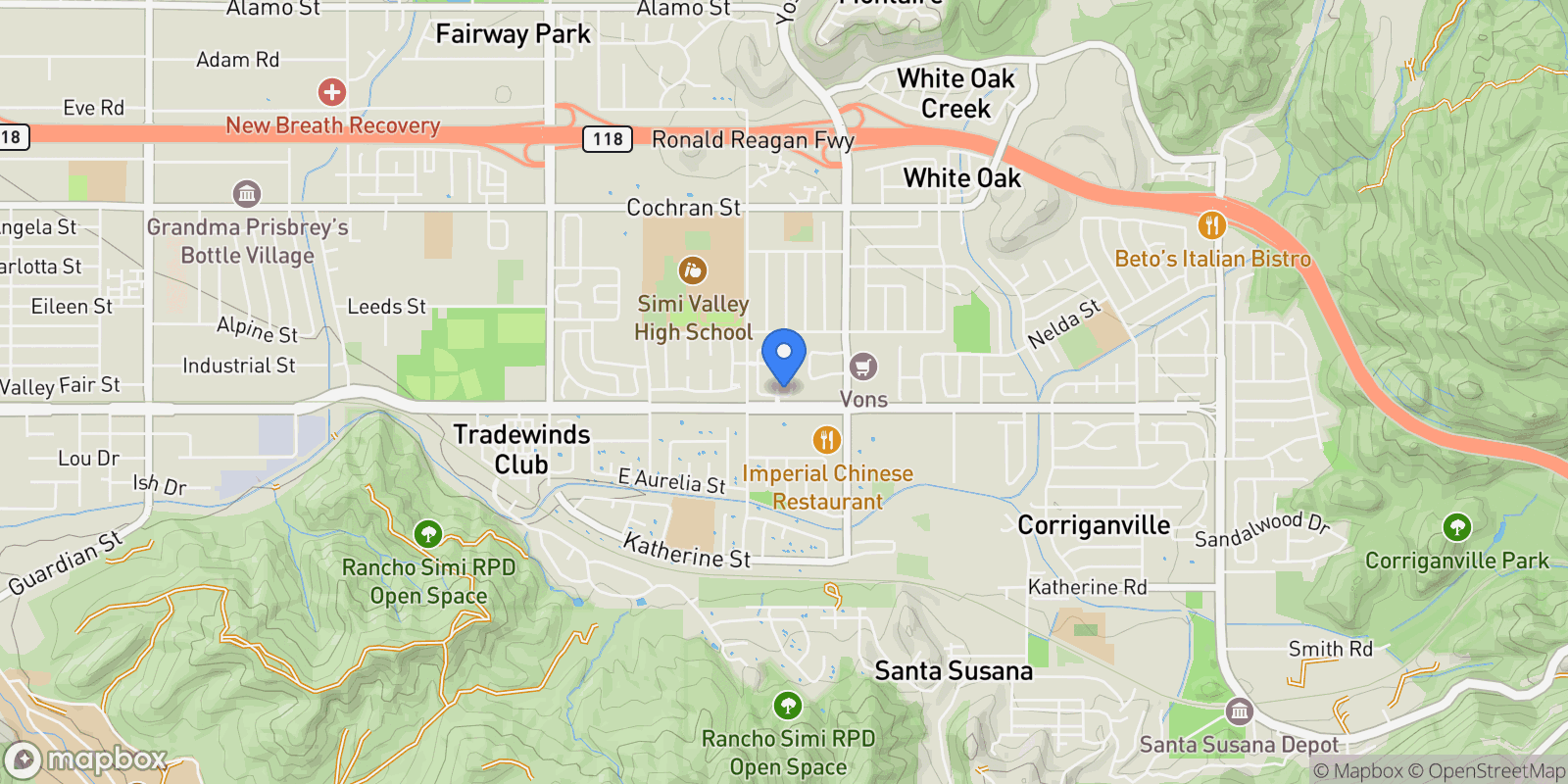 Map showing 5657 Pansy Street, Simi Valley, California, United States.