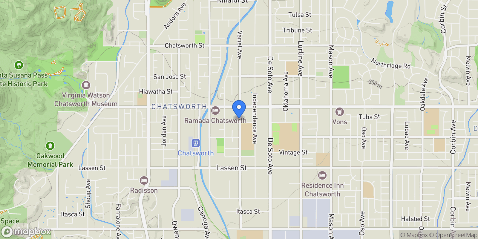 Map showing 10215 Variel Avenue 11, Los Angeles, California, United States.