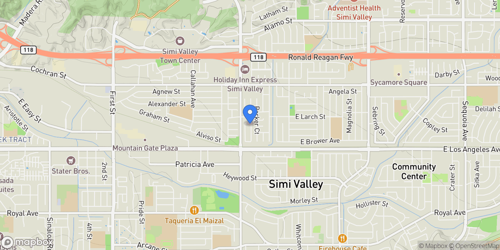 Map showing 2091 Marter Avenue, Simi Valley, California, United States.