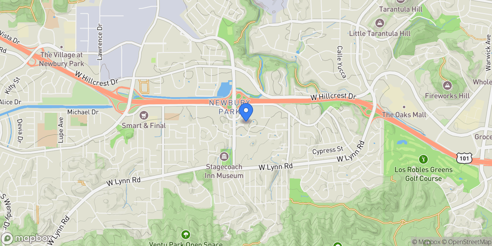 Map showing 1325 Ashton Park Lane, Thousand Oaks, California, United States.