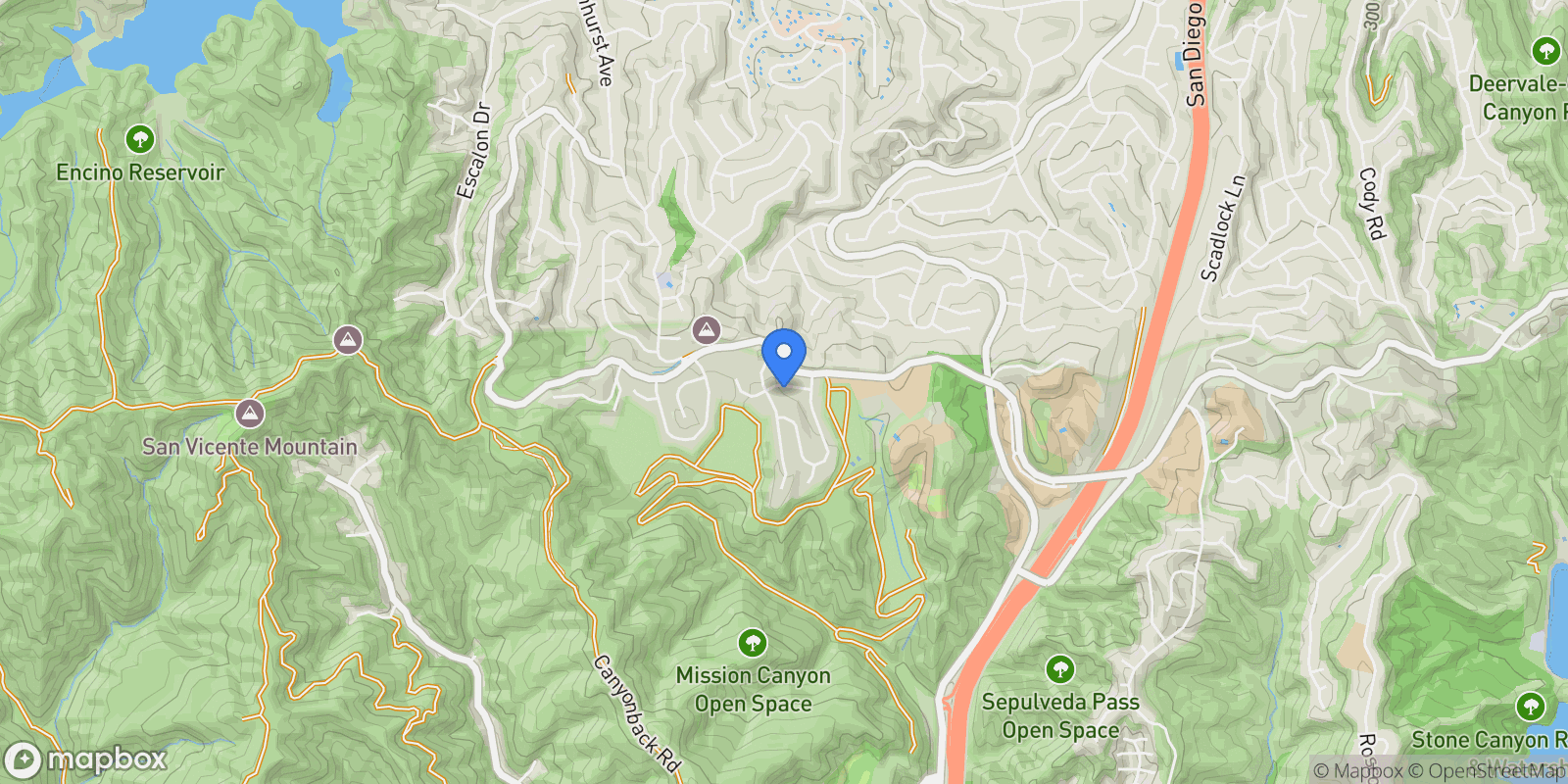 Map showing 16366 Sloan Dr, Los Angeles, CA 90049, Los Angeles, California, United States.