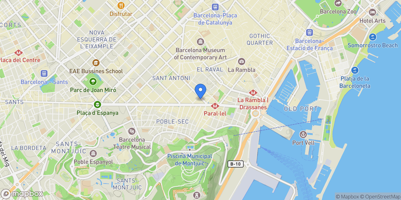 Map showing Ronda de Sant Pau, Eixample, Barcelona, Spain.