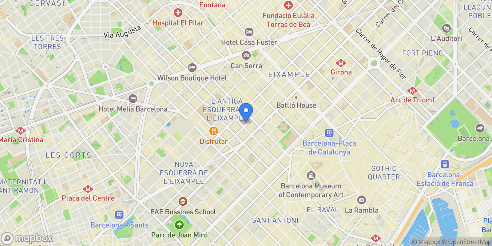 Map showing Carrer de València, Eixample, Barcelona, Spain.