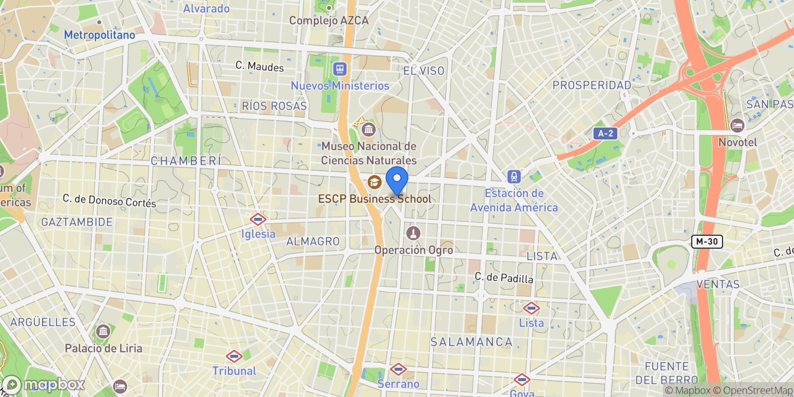 Map showing Calle General Oráa, Barrio Salamanca, Madrid, Spain.