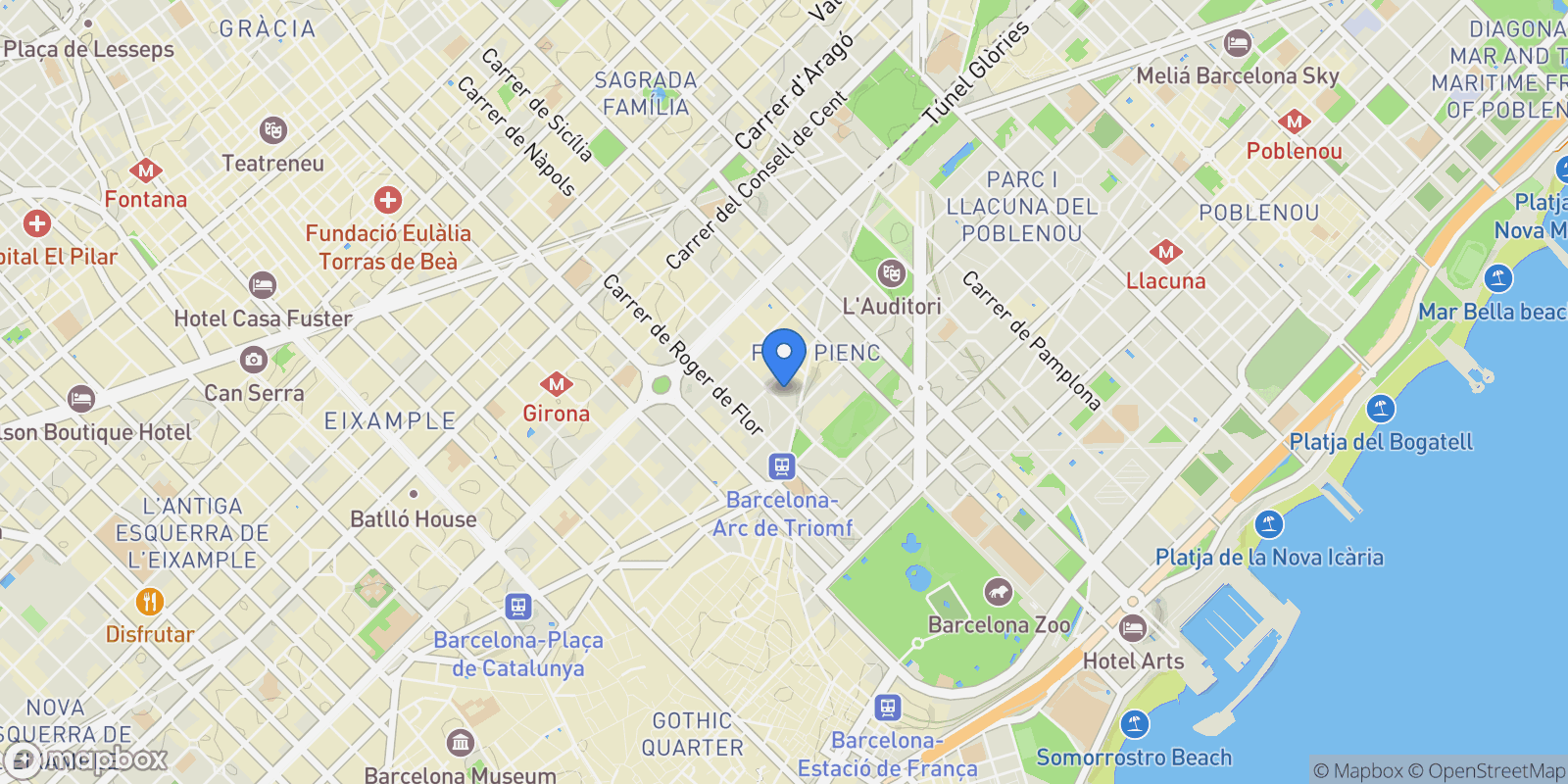 Map showing Nàpols, Eixample, Barcelona, Spain.