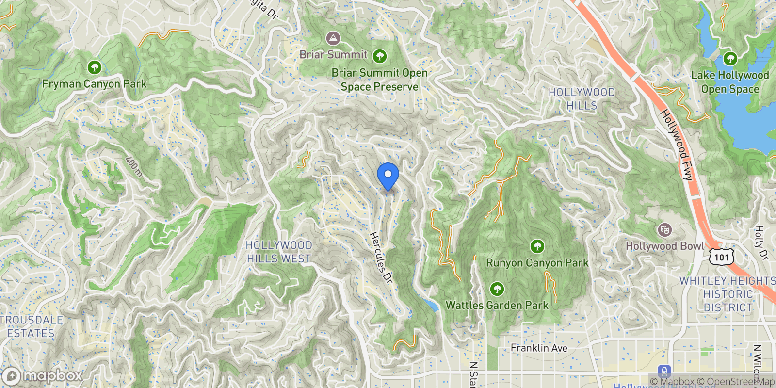 Map showing West Hollywood, CA 90046, Los Angeles, California, United States.