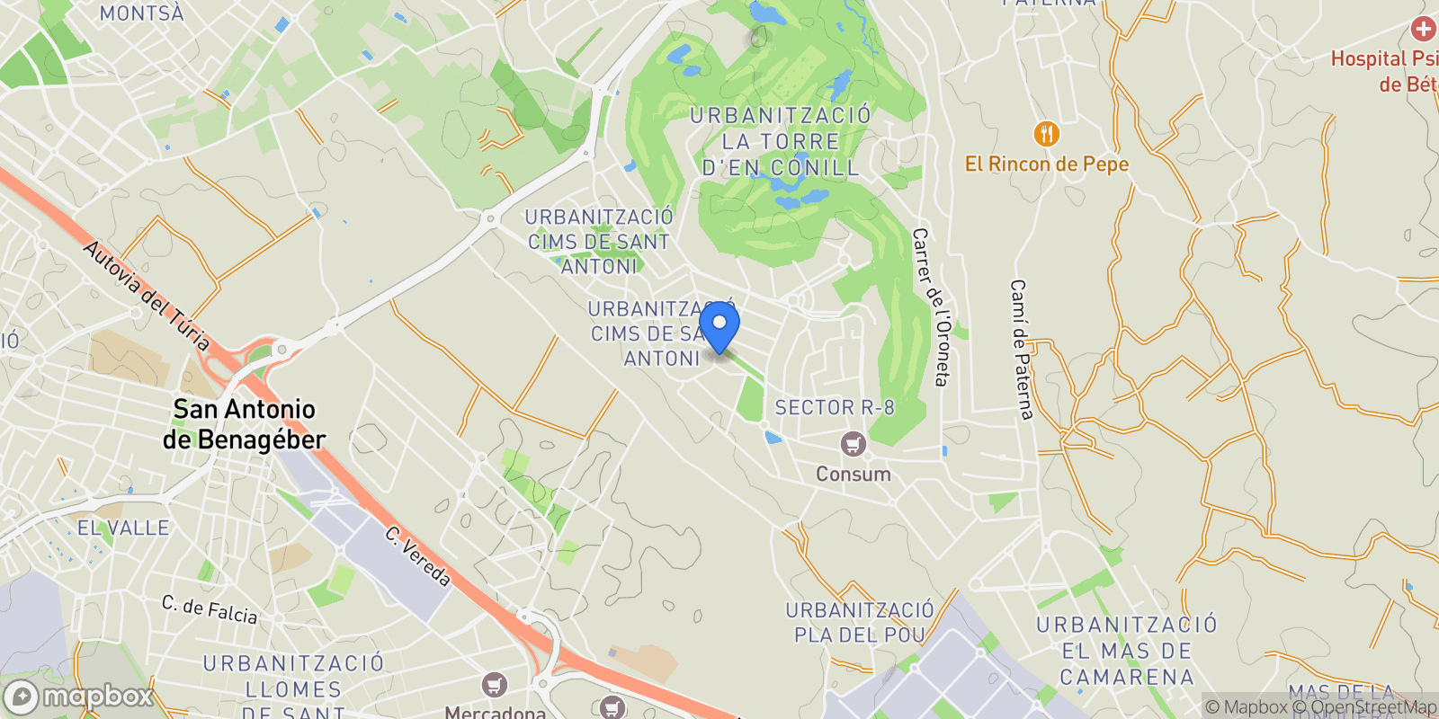 Map showing Naranjo, Betera, Valencian Community, Spain.
