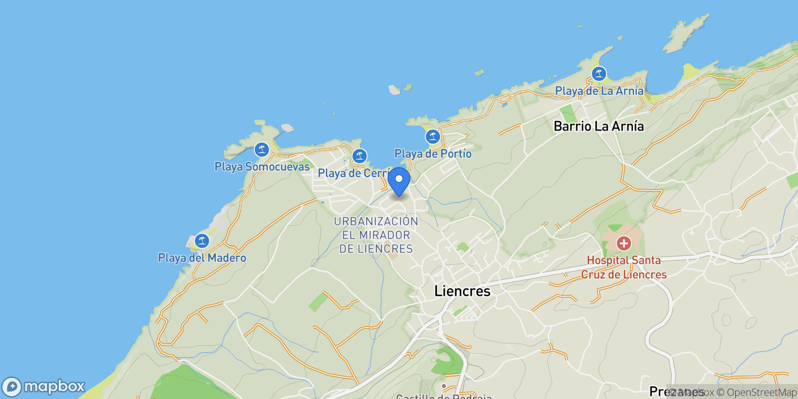 Map showing LIENCRES. Somocuevas, Pielagos, Cantabria, Spain.