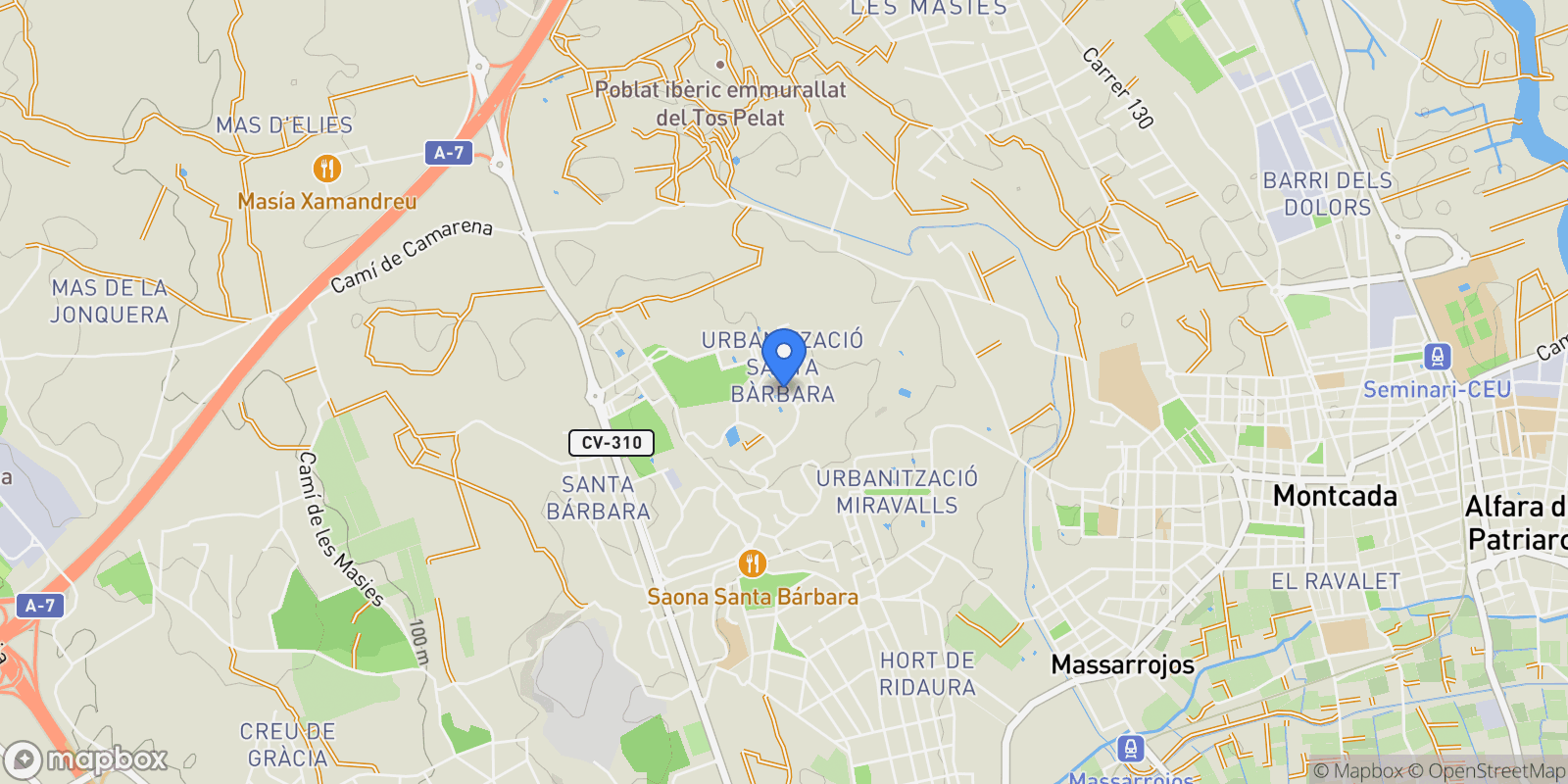 Map showing Urbanizacion Santa Barbara, Pobles del Nord, Valencia, Spain.