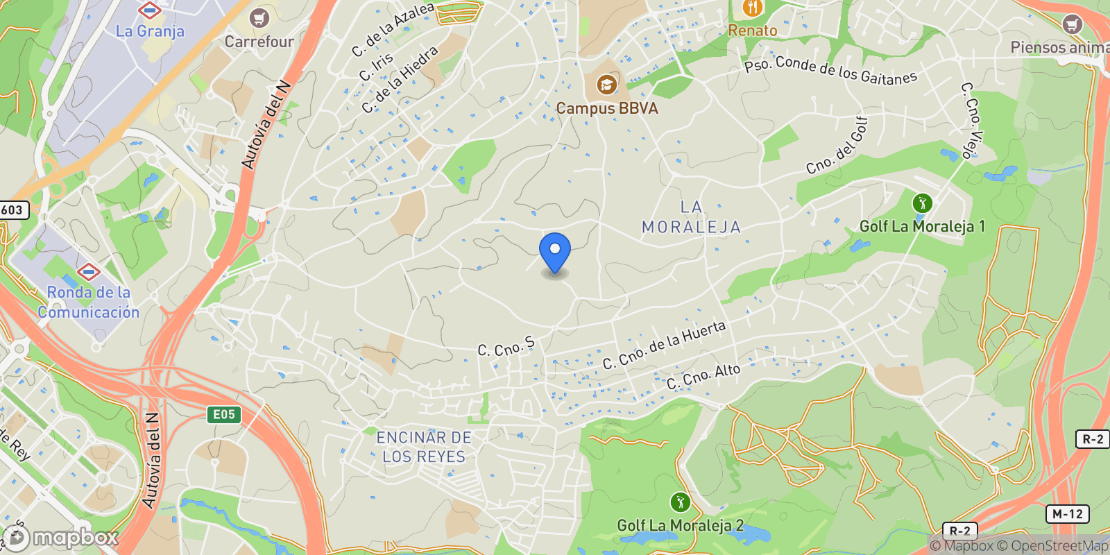 Map showing Calle del Camino del Sur, La Moraleja, Alcobendas, Community of Madrid.