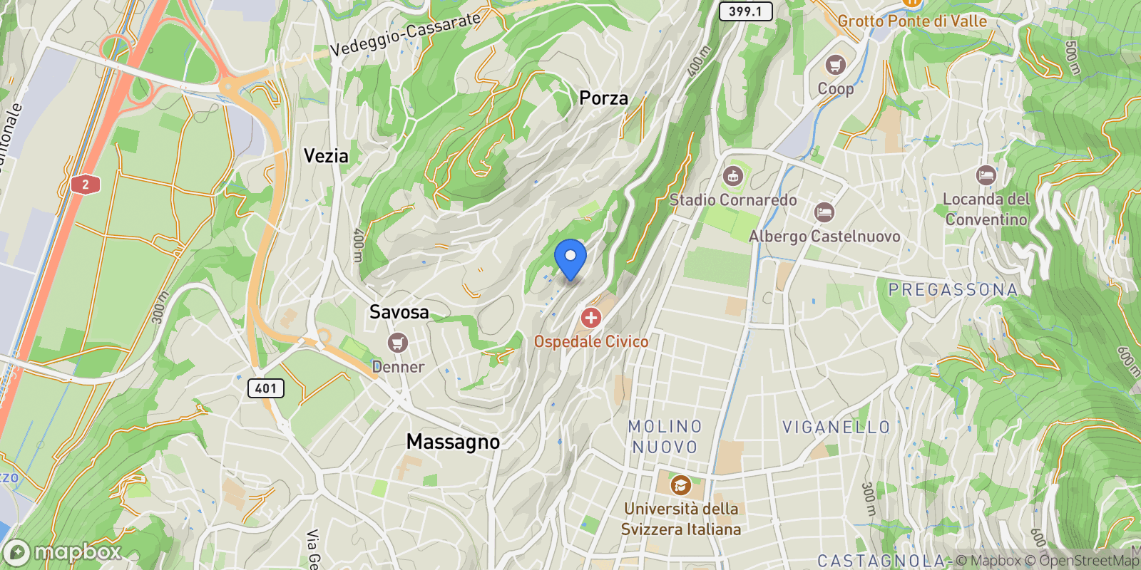 Map showing Lugano, Ticino, Switzerland.