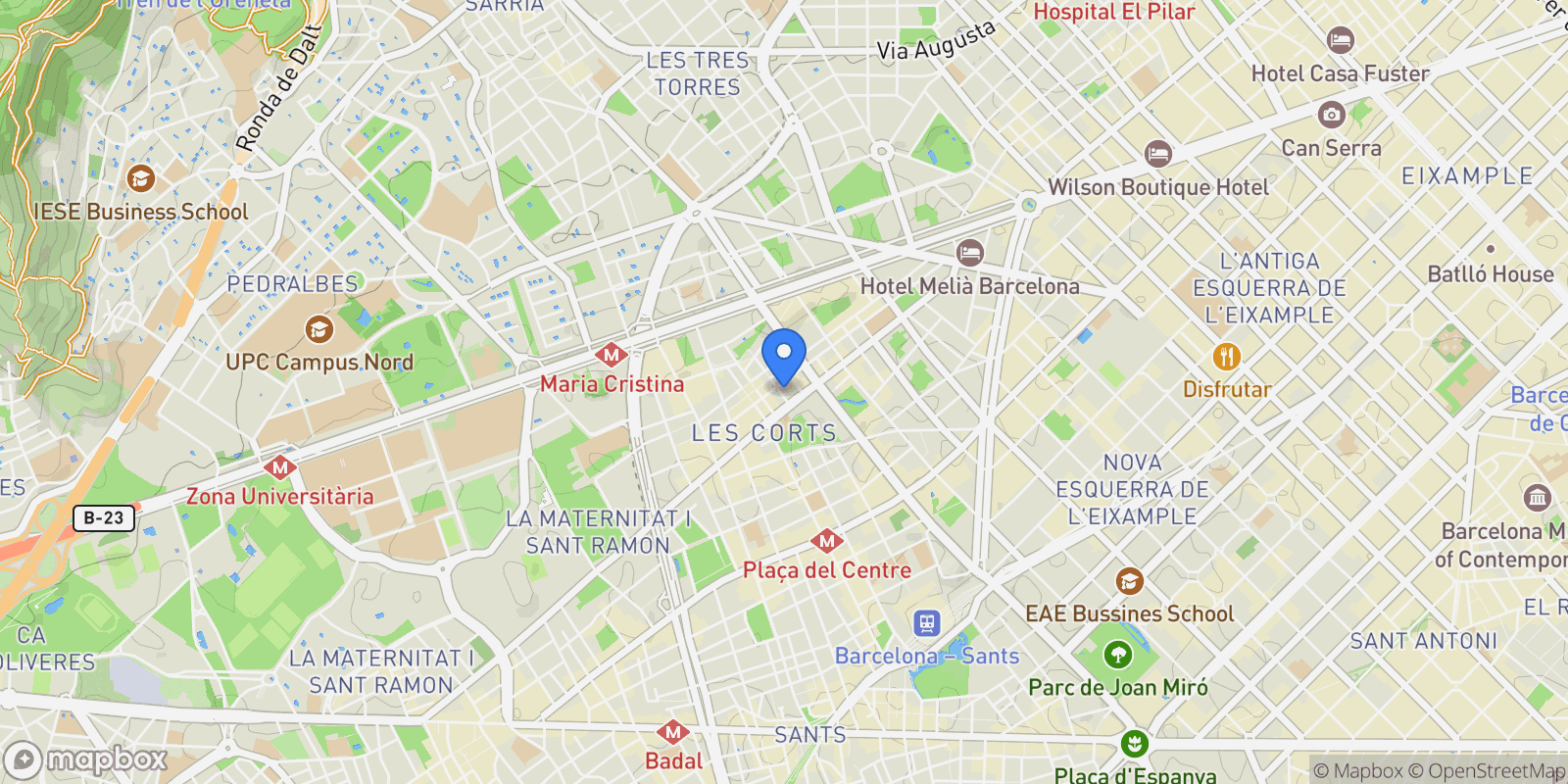 Map showing Vilamur 8, Barcelona, B 08014, les Corts, Barcelona, Spain.