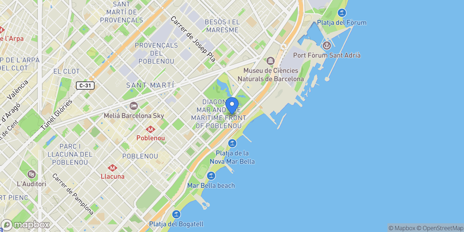 Map showing Garcia Faria 77, Barcelona, B 08019, Sant Marti, Barcelona, Spain.