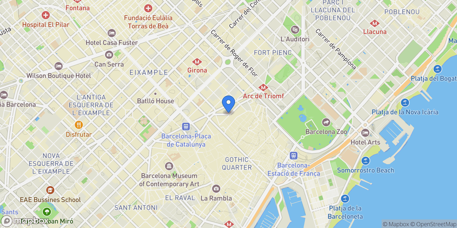 Map showing Trafalgar 75, Barcelona, 08010, Eixample, Barcelona, Spain.