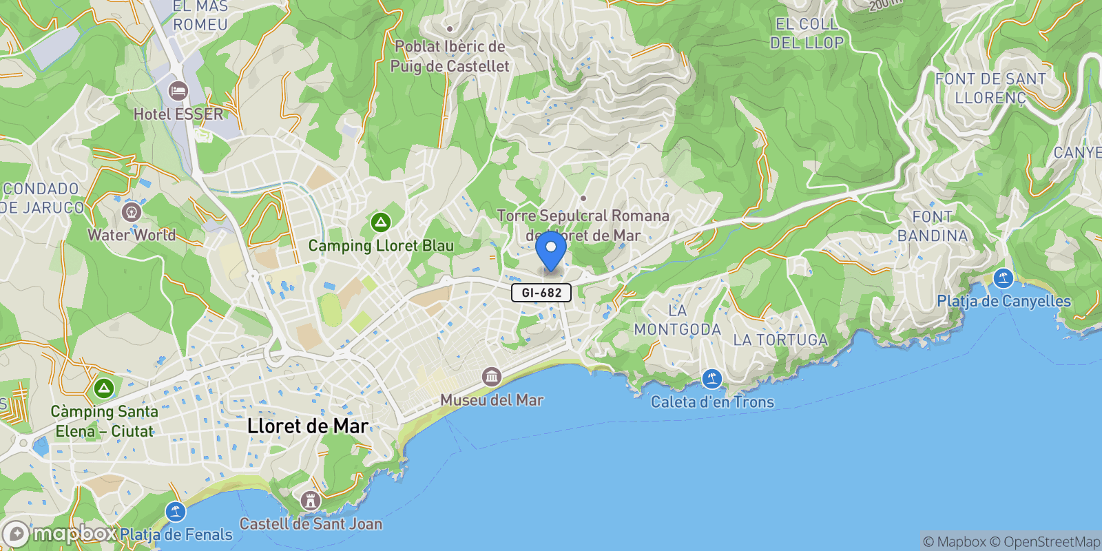 Map showing Lloret de Mar, Catalonia, Spain.