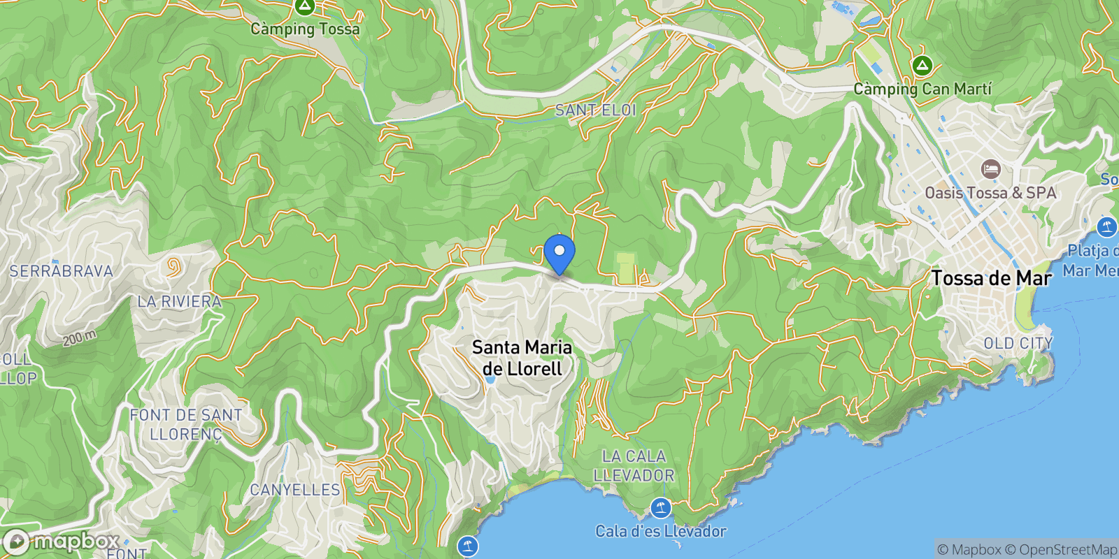 Map showing Tossa de Mar, Catalonia, Spain.