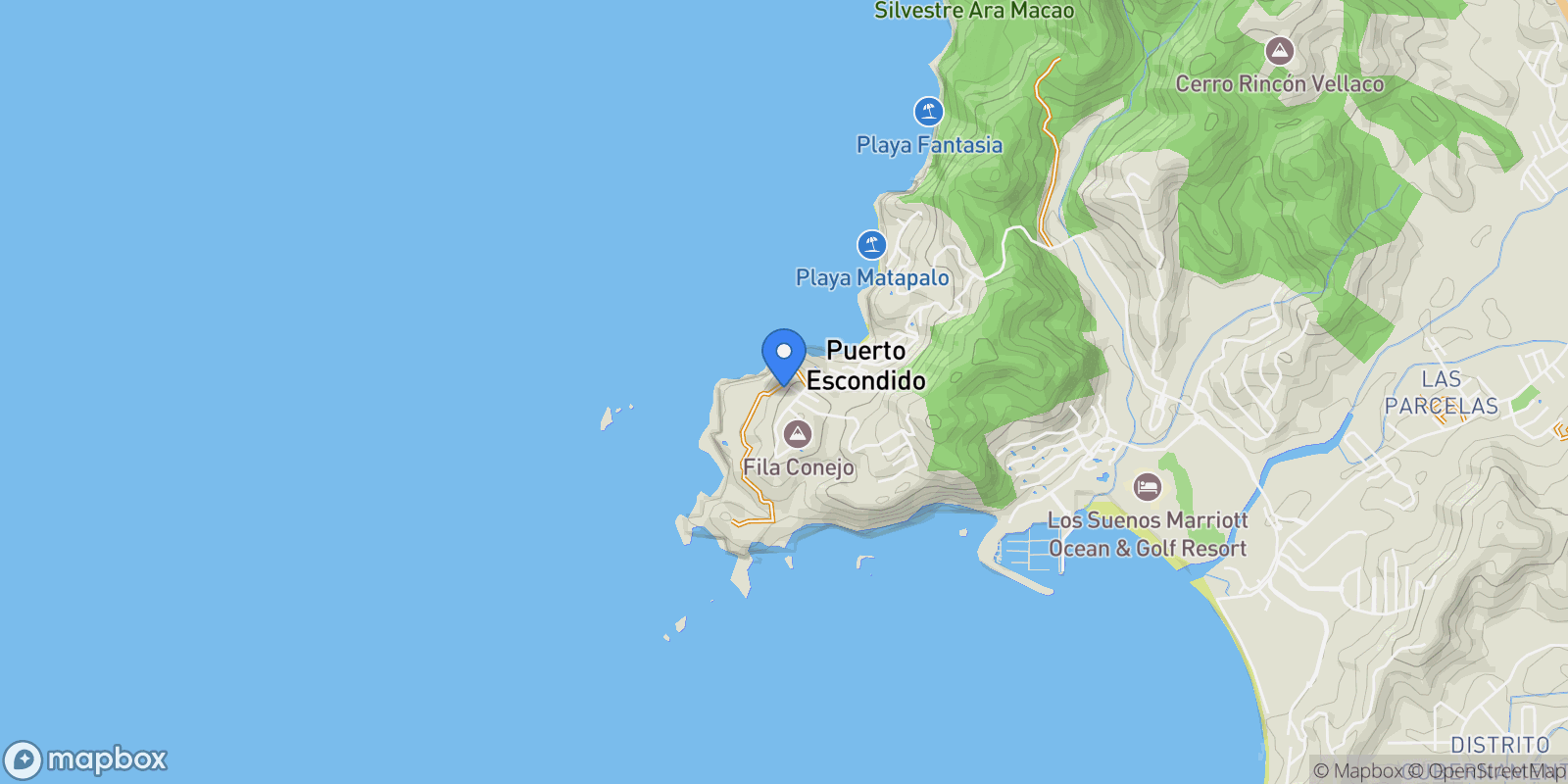 Map showing Punta Leona, Playa Herradura, Puntarenas Province, Costa Rica.