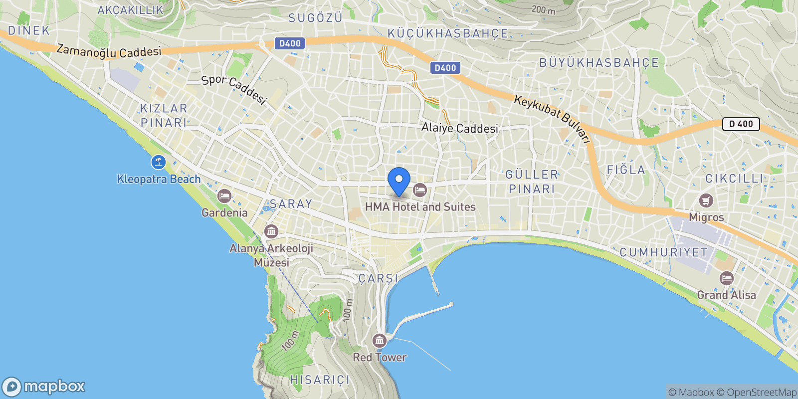 Map showing Çarşı, Alanya, Antalya, Alanya, Turkey.