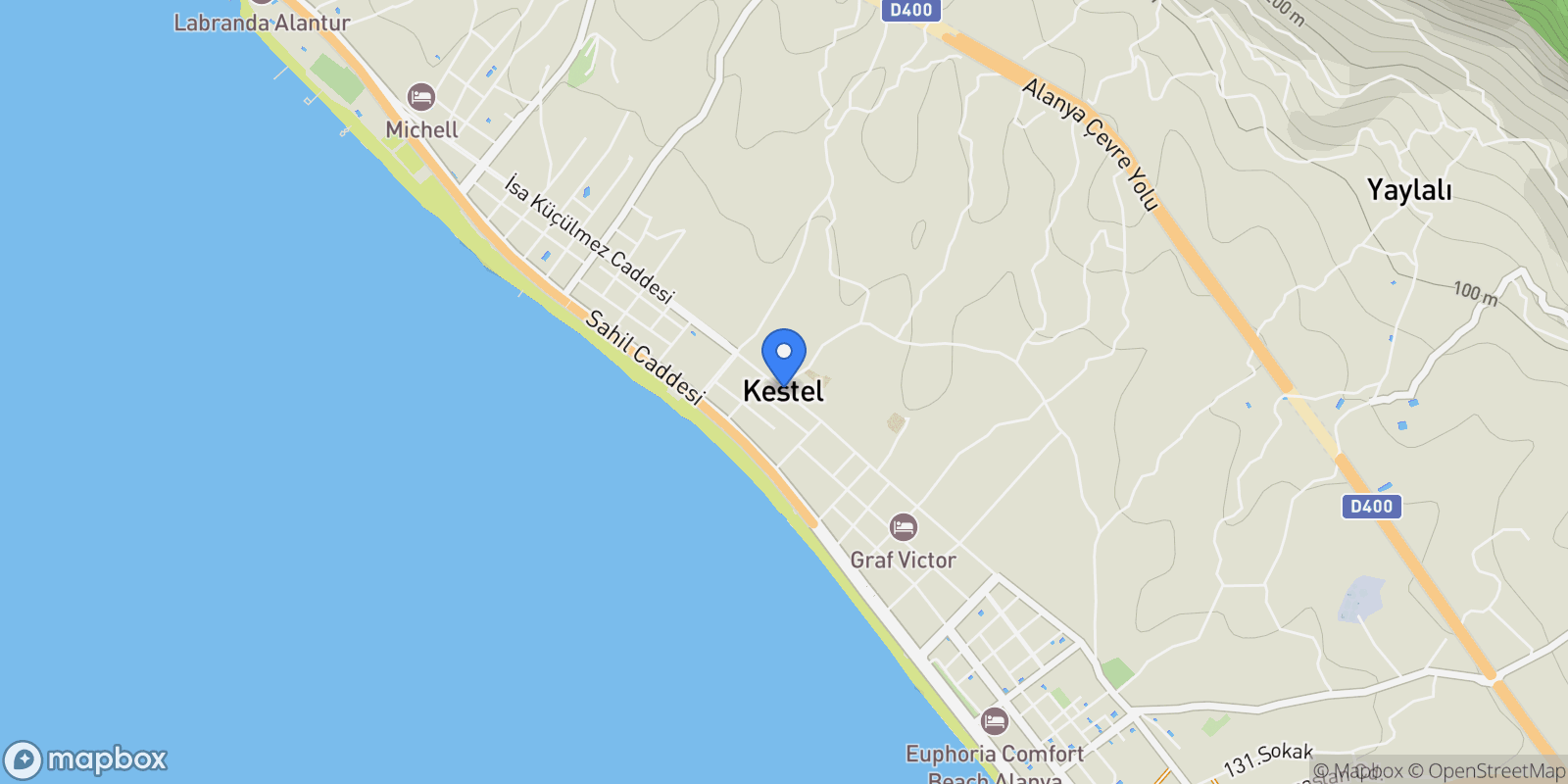 Map showing Kestel, Alanya, Antalya, Kestel, Antalya, Turkey.